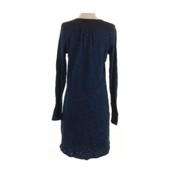 Calvin Klein Jeans Womens Navy Blue Henley Drawstring Waist Dress S -100% Cotton - Picture 3 of 8